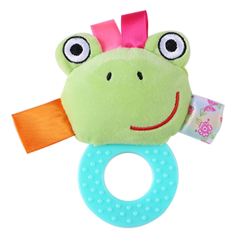 Infant Cartoon Animals Toys Hand Grasping Silicone Teether Rubber Rattle Doll BB 0-12 Month Plush Stuffed Educational Toy | Мать и