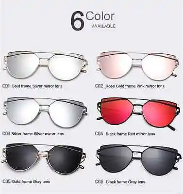 Женские зеркальные солнцезащитные очки в стиле ретро с металлической оправой