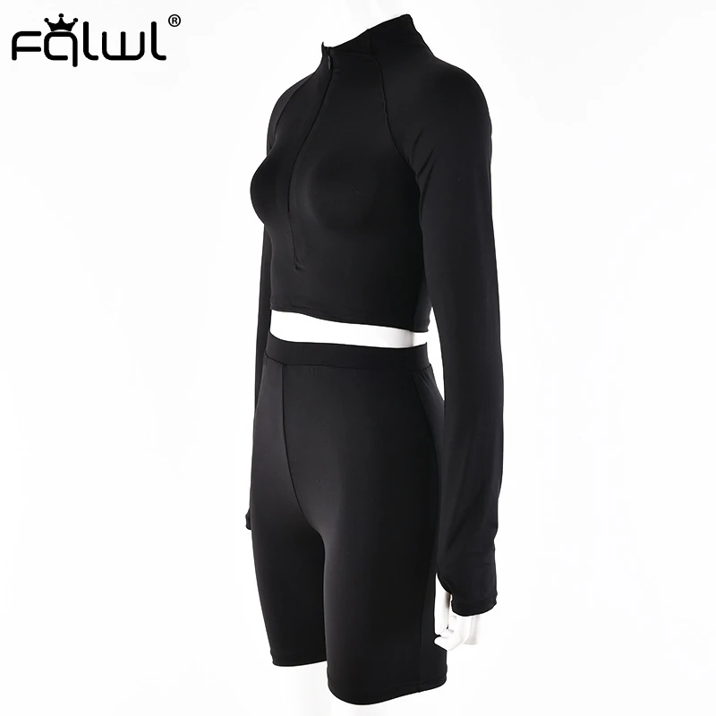 Женский костюм двойка FQLWL уличная одежда с длинным рукавом укороченный топ и