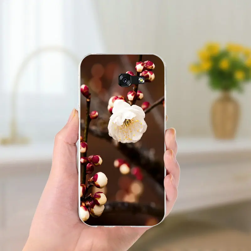 Мягкие TPU силиконовый чехол для телефона samsung Galaxy A3 A5 A7 2016 2017 Core 8262 850 Grand I9082 Shell Cherry