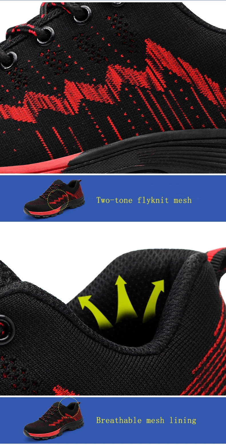 Steel Toe Work Safety Shoes for Men Summer Outdoor Non-slip Boots Construction Puncture Proof Sneakers Composite Toe Shoes