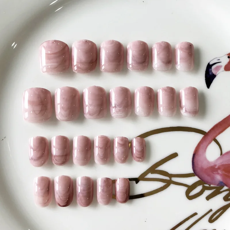 24 шт./компл. накладные ногти на шпильке с серым мрамором сделай сам легко