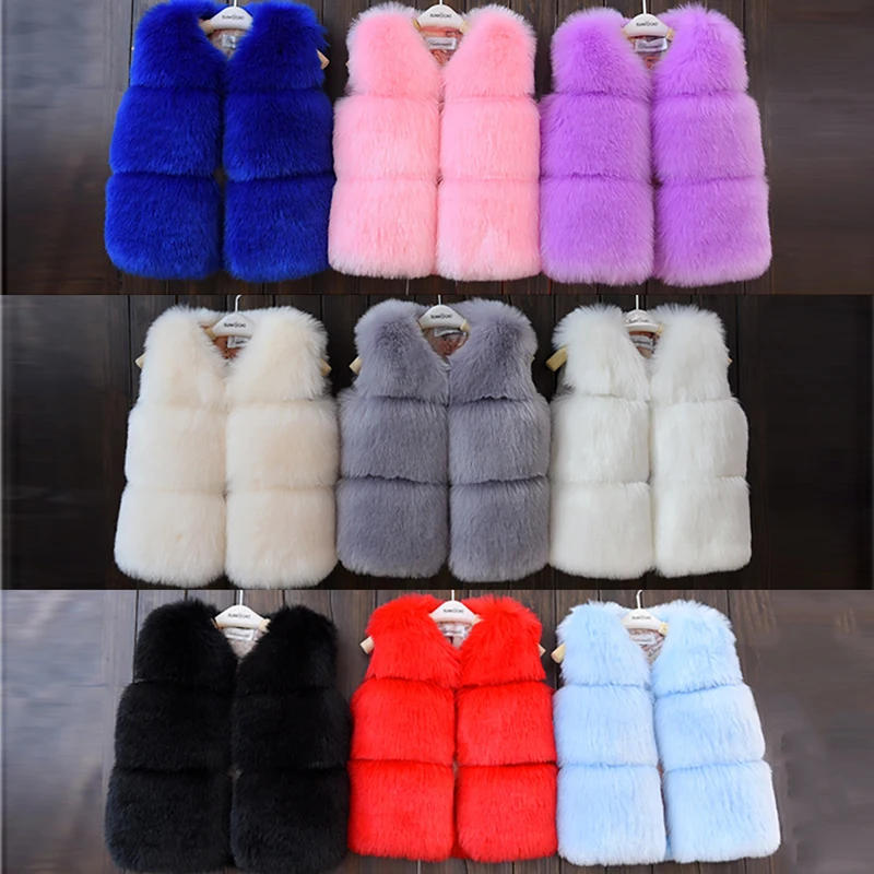 

Жилет из искусственного лисьего меха для маленьких девочек пальто из искусственного меха для девочек зимний теплый жилет 2020 Детская куртка...