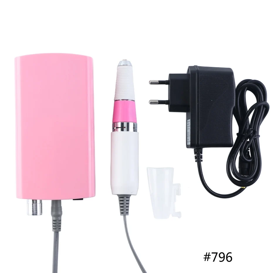 796-Pink 30000 об/мин перезаряжаемая электрическая дрель для ногтей, ручка, портативный мини-Фрезер для маникюра, педикюра, инструменты для удаления кутикулы LA796 - Цвет: 796-Pink