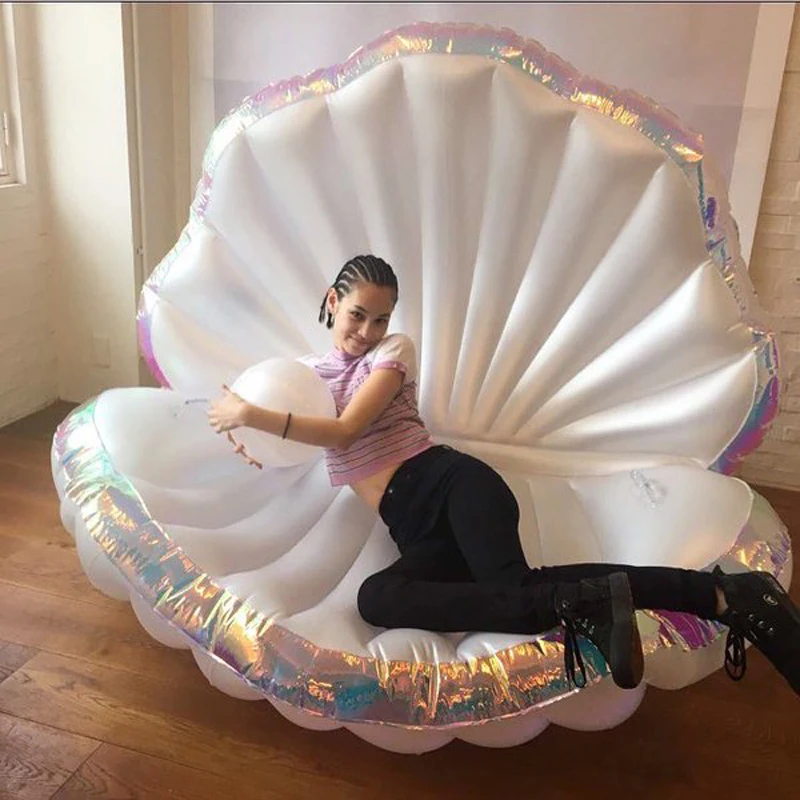 170cm Giant Inflatable Shell Pool Float Summer Water Air Bed Lounger Clamshell With Pearl Seashell Scallop Board Floating Row