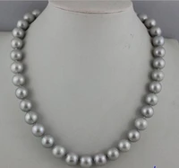 free shipping freshwater pearl necklace gray round 17 5 white handmade beauty a0501