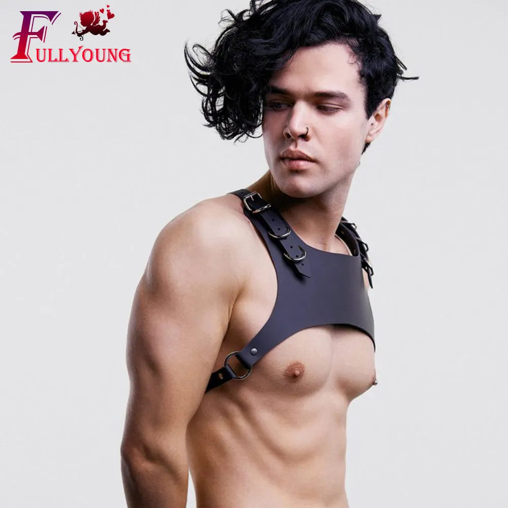 Fullyoung Для мужчин кожаный ремень из искусственной кожи Панк тела регулируется