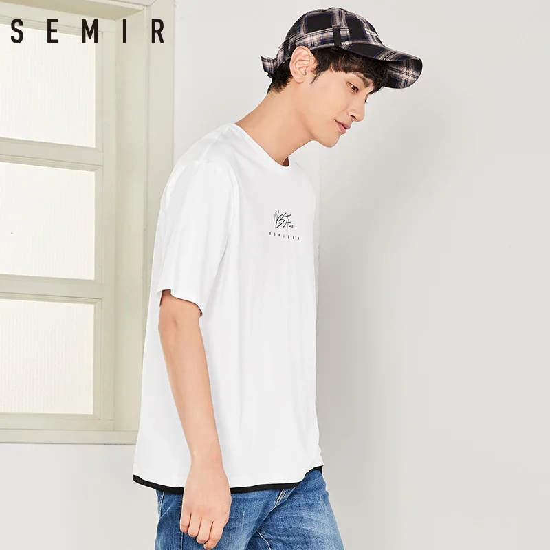 SEMIR Футболка мужская 2018 летняя свободная одежда с короткими рукавами и круглым