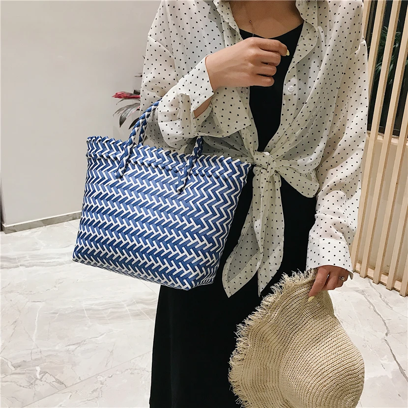 Модная тканая женская сумка ручной работы 2019 брендовая ПВХ летняя пляжная