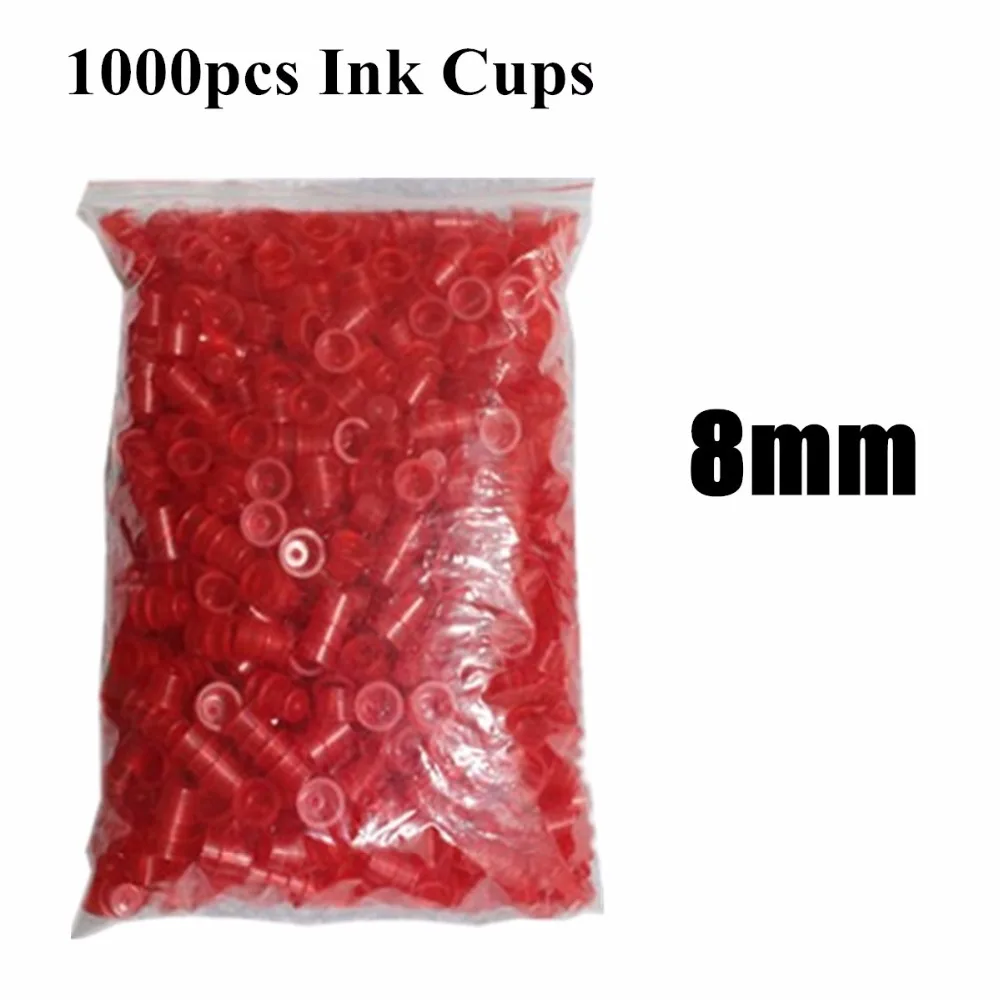 1000 шт 8 мм маленький размер красные пластиковые тату Чернила крышки чашки