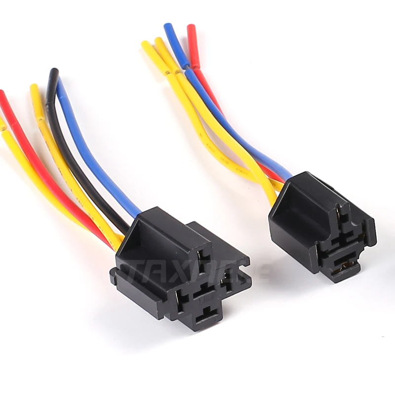 Набор из 5 штук автомобильных реле JD1914 JD1912 водонепроницаемых 12В 40А 4Pin 5Pin 1NO 1NC с разъемом, универсальные.