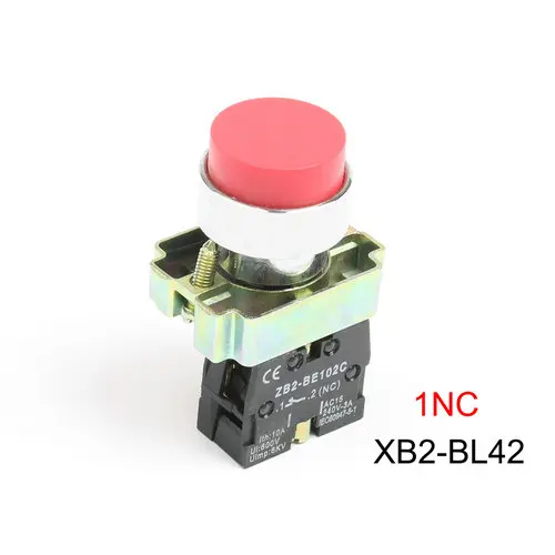 Мгновенный самозапуска XB2-BL31 BL42 BL51 1NO/1NC, на одной пуговице, XB2-BL8425 1NO1NC две кнопки переключатель - Цвет: XB2-BL42