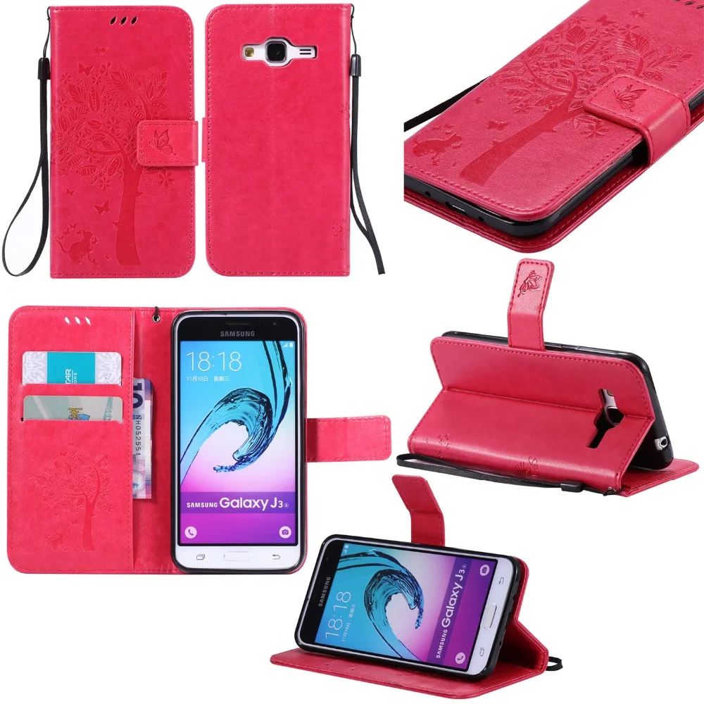 Модный кожаный чехол God Tree 5.0For Samsung Galaxy J3 2016 для j310 J320|case for samsung galaxy|case samsungleather case |