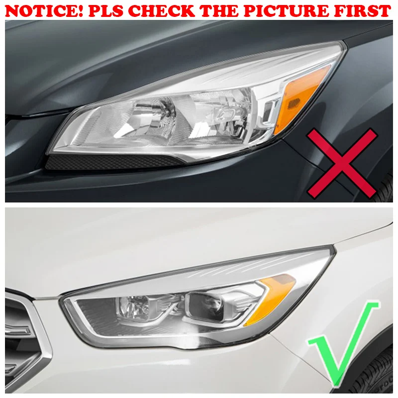 Подходит для 2017 Ford Escape KUGA хром Передняя головного света фар Крышка лампы TRIM GARNISH