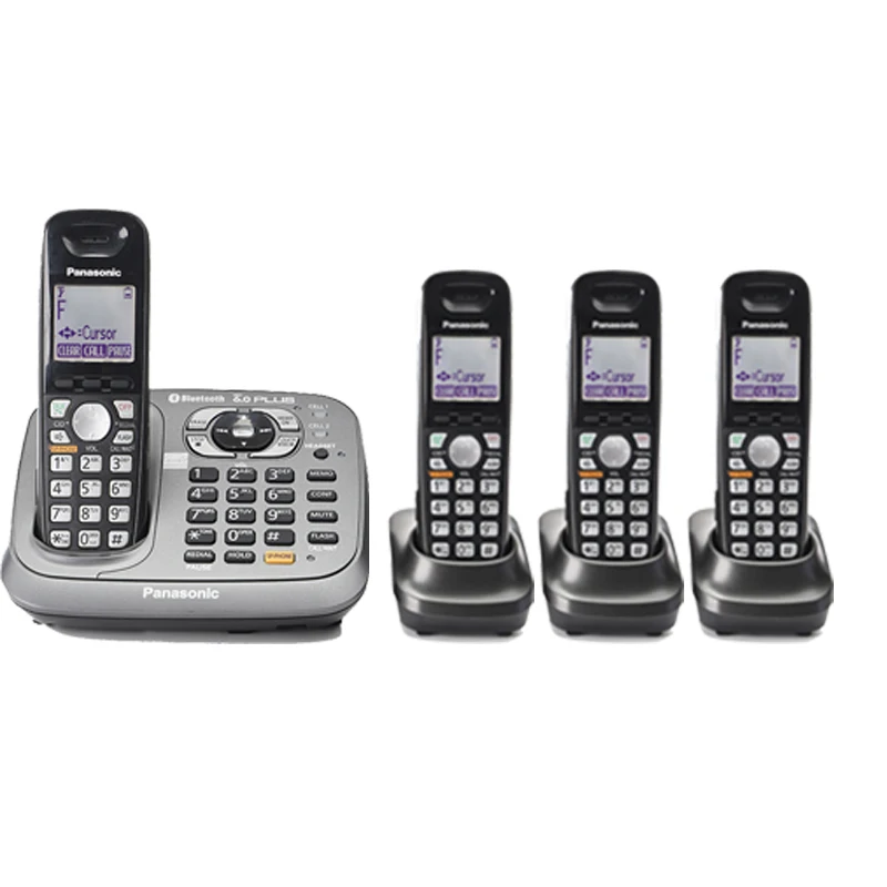 Four Handsets Bluetooth Fuction DECT 6,0, цифровой беспроводной стационарный телефон с системой ответа, клавиатура, Домашние беспроводные телефоны, черный цвет - Цвет: Four Handsets