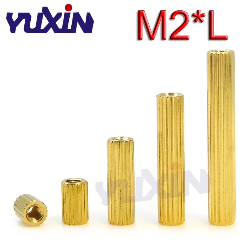 200 шт. M2 * L(= 3/4/5/6/7/8/9/10-25 мм) круглая латунная втулка с резьбой штырьковый столб