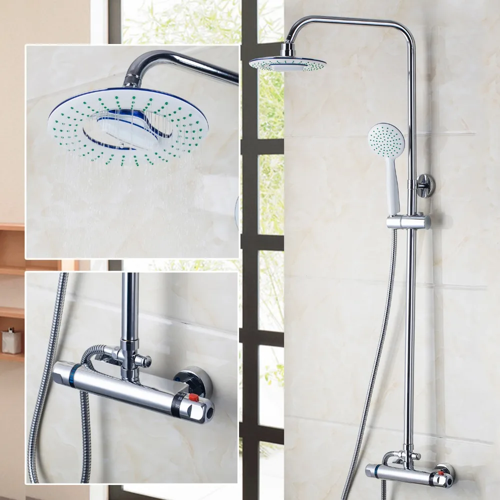 

New Modern Bathroom Faucet Chrome Polished Shower Set Hot&Cold Mixers Taps Wall Mounted Rainfall Shower Faucets