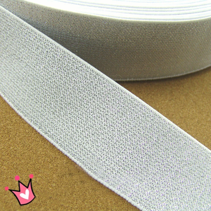 

3 meters 4.8cm 1.88" wide ivory silver flash stretch elastic lace trim ribbon tapes for skirt pant waistband MM333