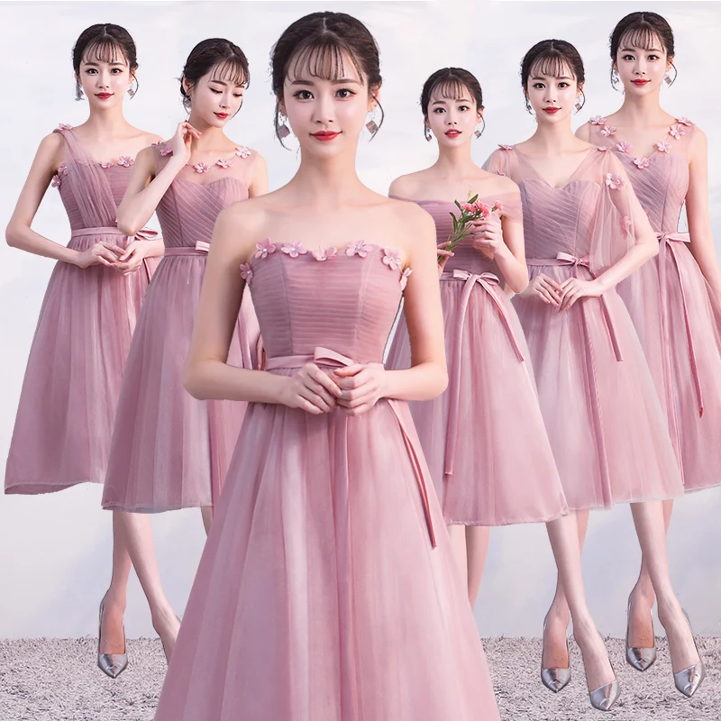 Платье подружки невесты в бургундском стиле элегантные Для женщин для гостей
