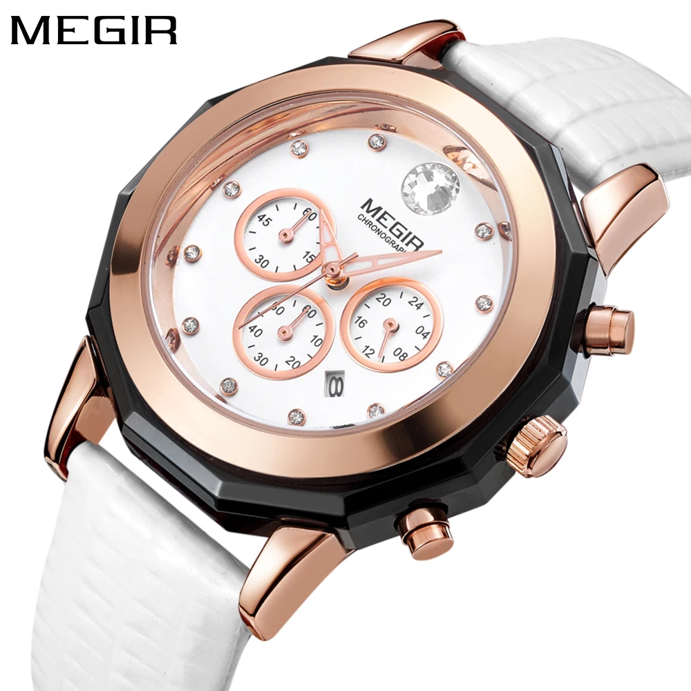 Montre Femme Megir Роскошные брендовые модные элегантные женские часы с хронографом
