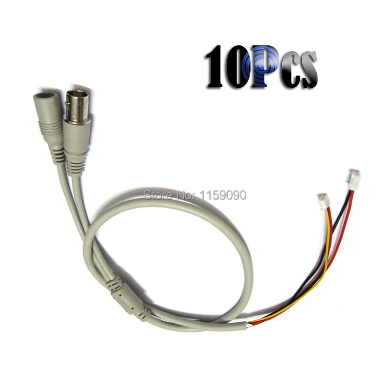 Gray 10Pcs Power Video Cable BNC and DC Connector for CCTV Cameras PCB Board