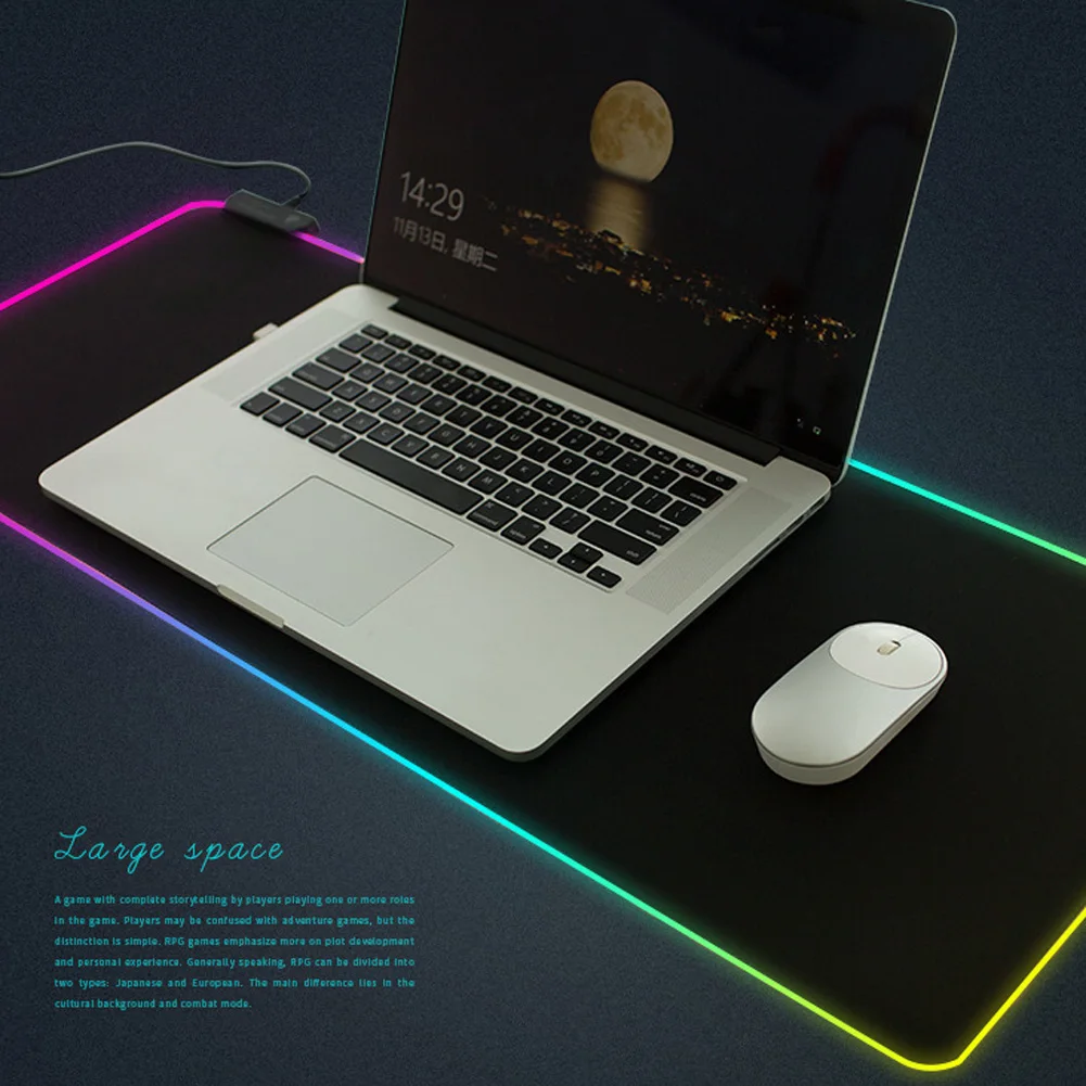 Большой RGB USB Красочный светодиодный освещение, подсветка коврик для мыши и клавиатура игровой коврик для ПК компьютера 250*300*4 мм