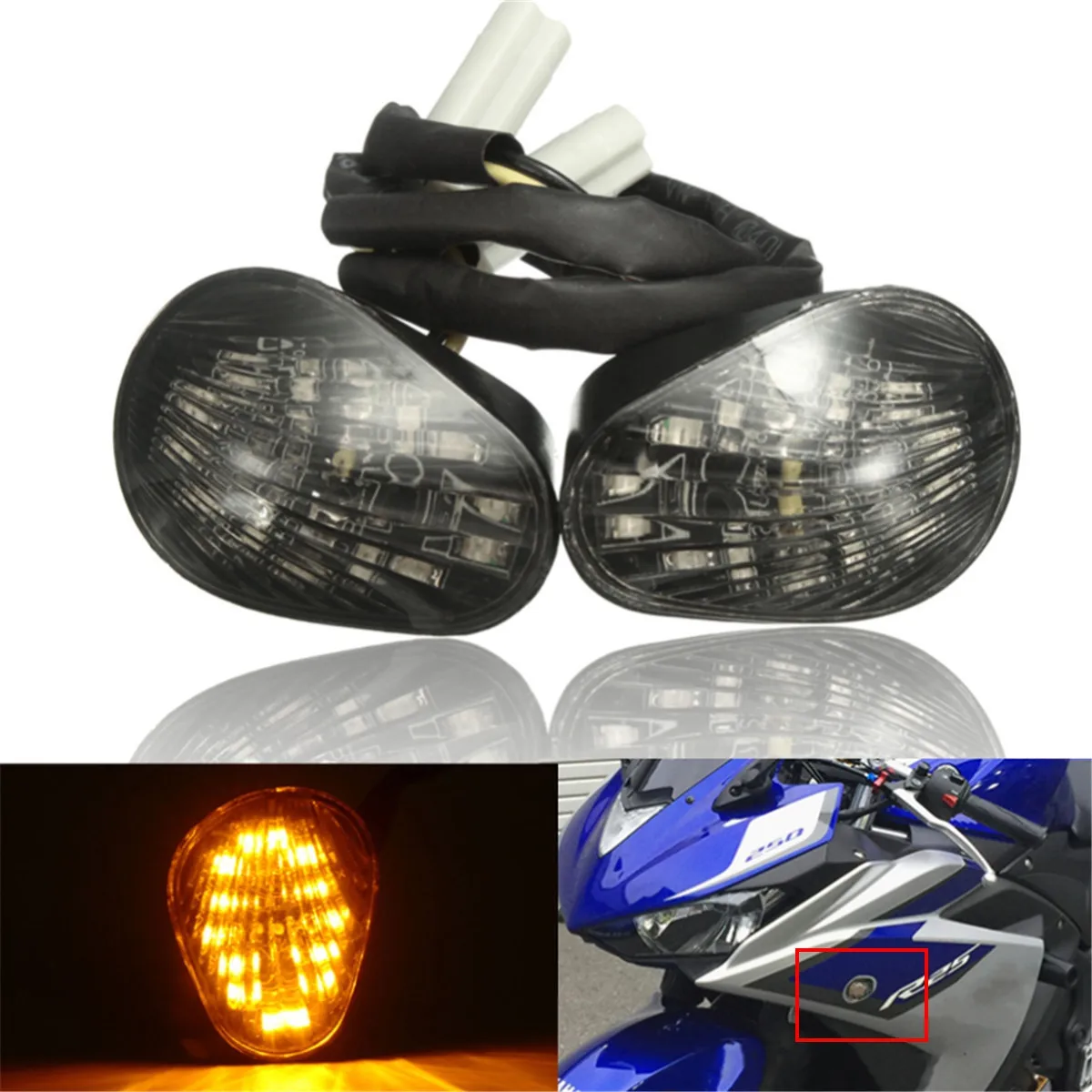 

For Yamaha YZF R1 R6 R6S Embedded 14 LED Turn Light