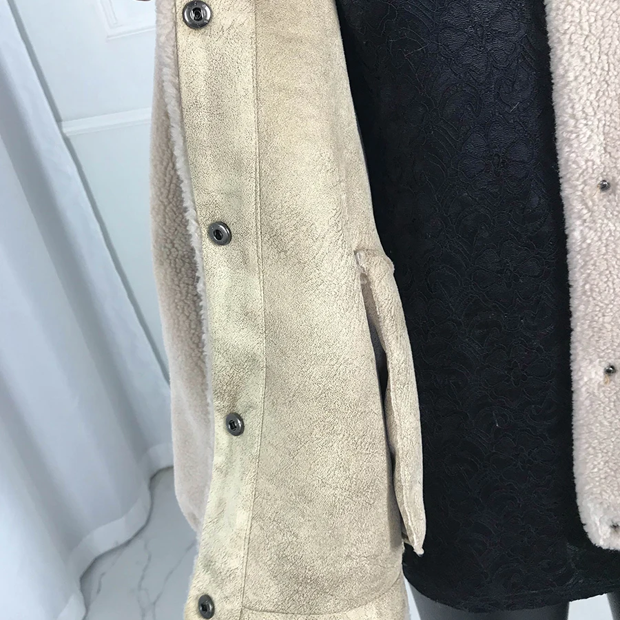 

New Style loose Real Fur Coat Women Winter short turn down collar Wool Blends Coat Women Warm Teddy Bear Coat