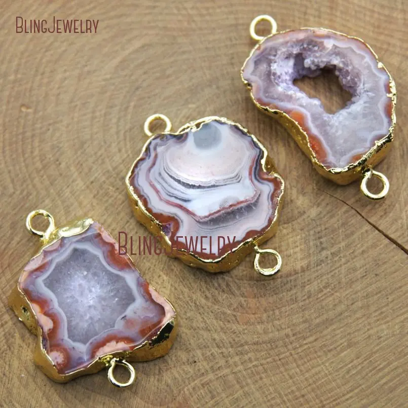 Agates Geode Druzy Pendant Gold Dipped Connector PC10143 | Украшения и аксессуары