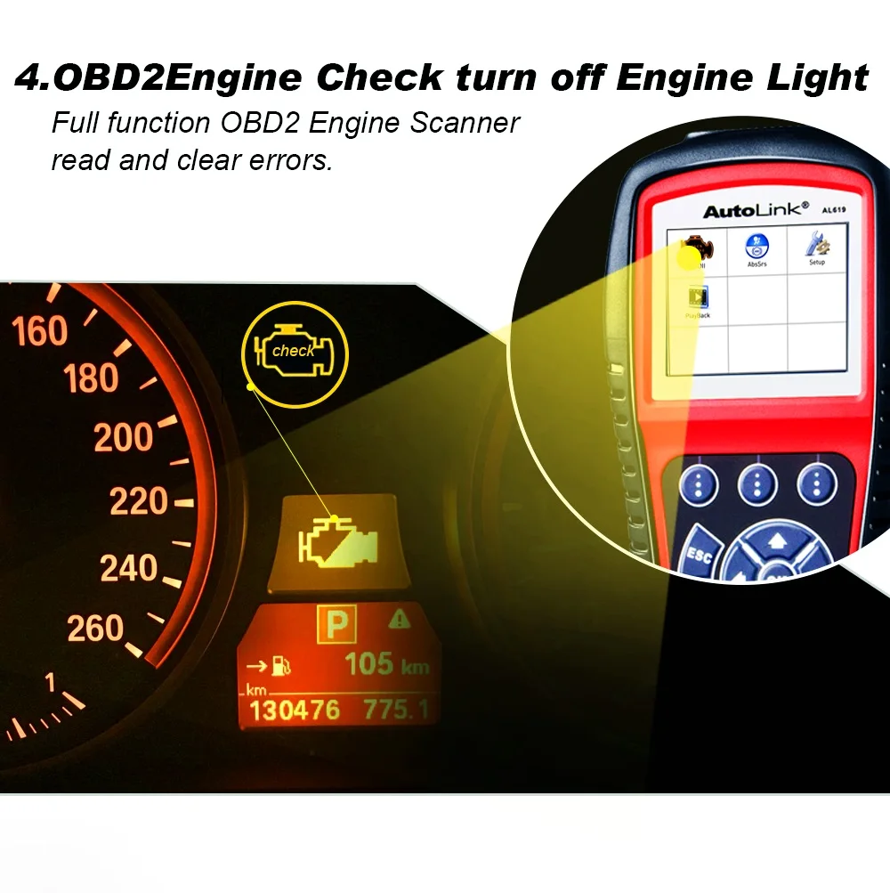 Autel AL619 ABS/SRS OBD2 сканер автомобильный диагностический инструмент один клик OBDII сканер автомобильный код считыватель сканер автомобильный диагностический инструмент