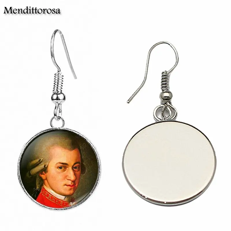 Клипсы Wolfgang Mozart стеклянные ручной работы с бронзовым/серебряным/золотым зажимом