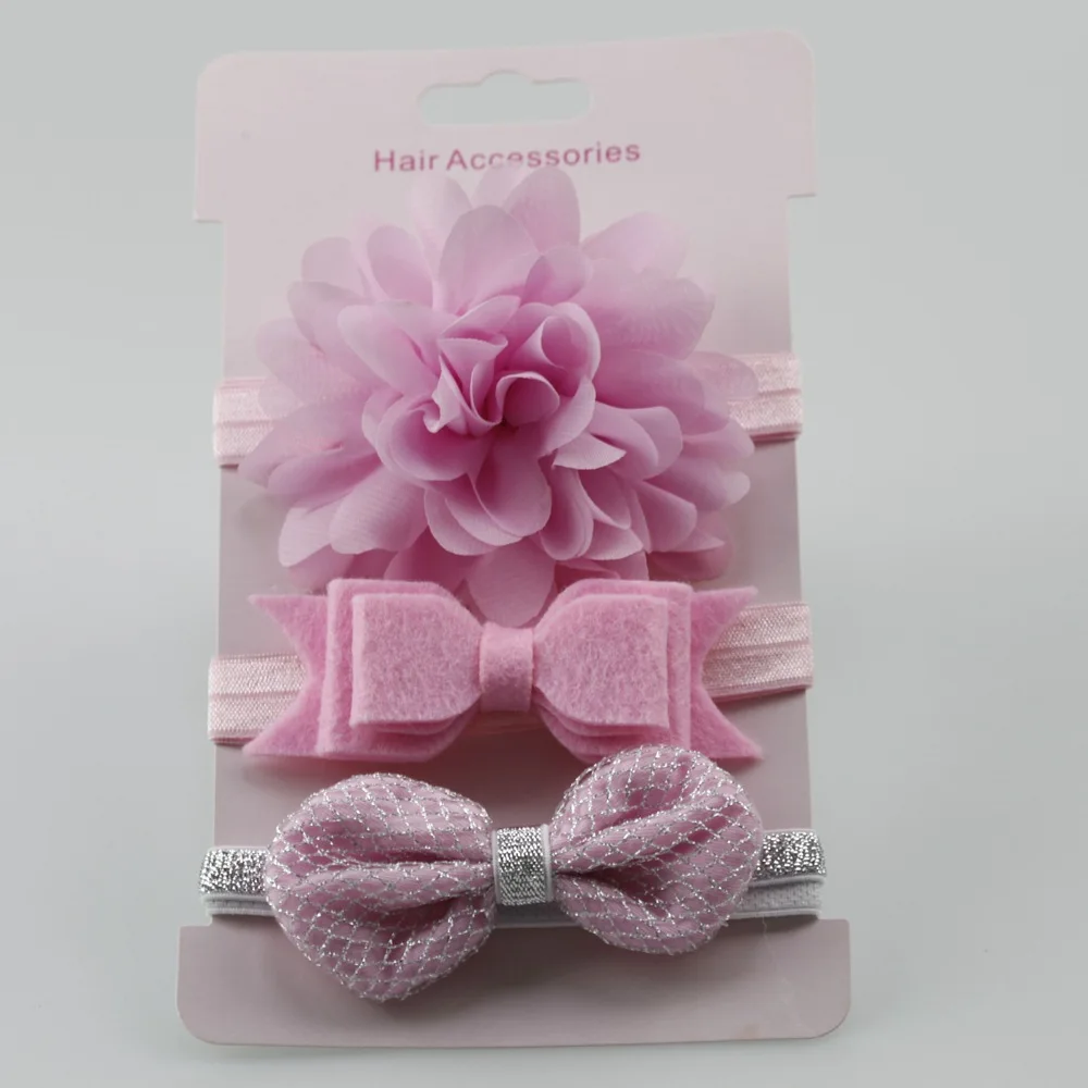 

2019 on sale 3pc/set baby girls boys elastic flower headband children skinny stretchy Bowknot elastic hair Band hair accessories