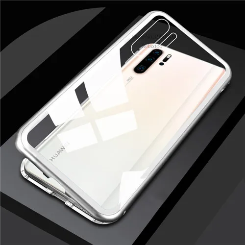 Магнитный флип-чехол для телефона huawei p30 pro стеклянный металлический чехол для huawei p20 lite светильник p 30 20 p30pro p20lite Магнитный чехол - Цвет: silver