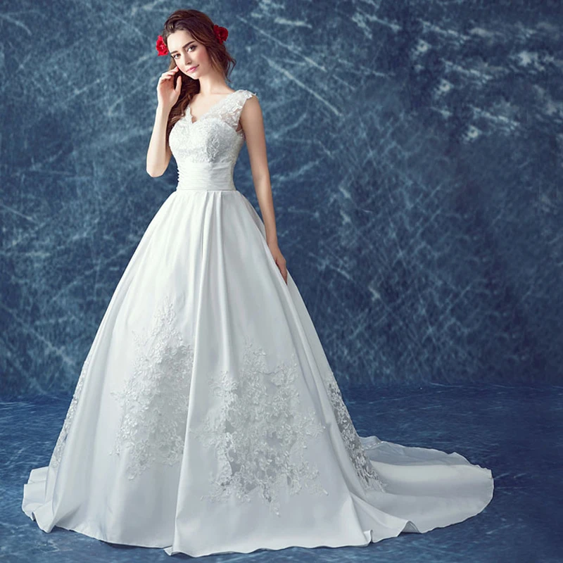 New Vestido De Noiva Ivory Lace Wedding Dress Plus Size Customized Wedding Gowns Bride Dress