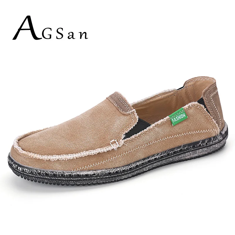 AGSan Men Canvas Casual Shoes Slip On Flats Classic Driving Comfortable Moccasins Mens Lazy Big Size 46 45 | Обувь