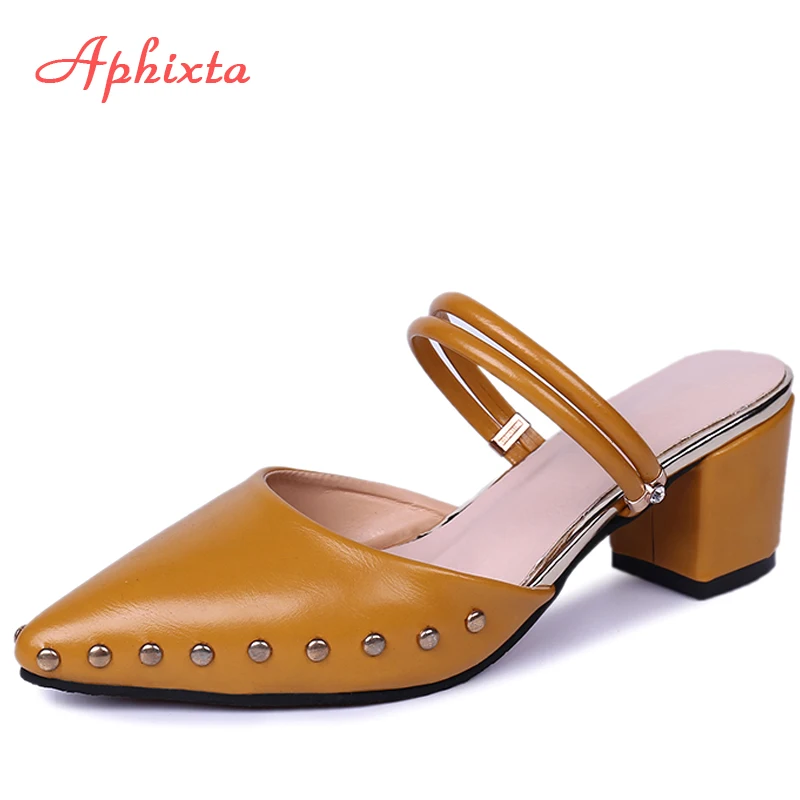 Aphixta/женские тапочки мюли с острым носком Сандалии Вьетнамки Шлепанцы на