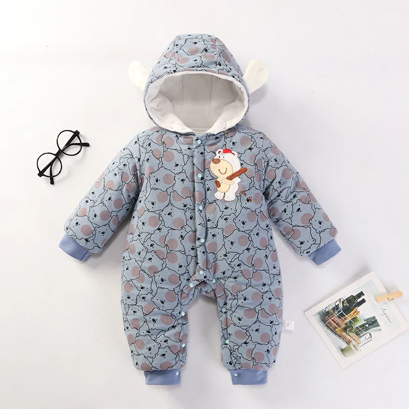 2019 детский комбинезон для младенцев Пуховый с рисунком флисовый длинными