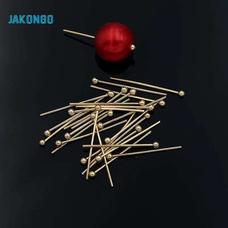JAKONGO 200 шт./лот шпильки с шариковым концом шариковые иглы для бисероплетения ювелирных изделий для изготовления браслета ожерелья 22 мм 30 мм - Цвет: gold plated