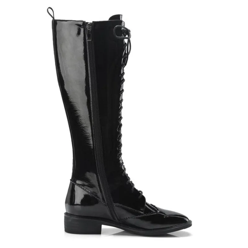 RIZABINA/женские ботинки на плоской подошве зимняя женская обувь молнии со шнуровкой