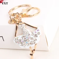top hot selling new cute ballet white dancing girl lady pendant charm crystal purse bag keyring chain fashion style