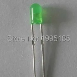 

1000PCS/LOT 3MM LED Green to Green LED short legs tube light-emitting diode crystal diode