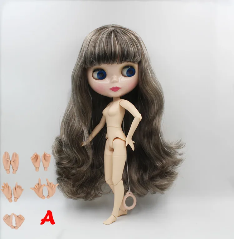 Blygirl, Blyth кукольные, серого и белого цвета смешанный локоны, 7-19-куклы с подвижными суставами, 1/6 куклы, обнаженные куклы, может изменить челки - Цвет: 19-joint doll A