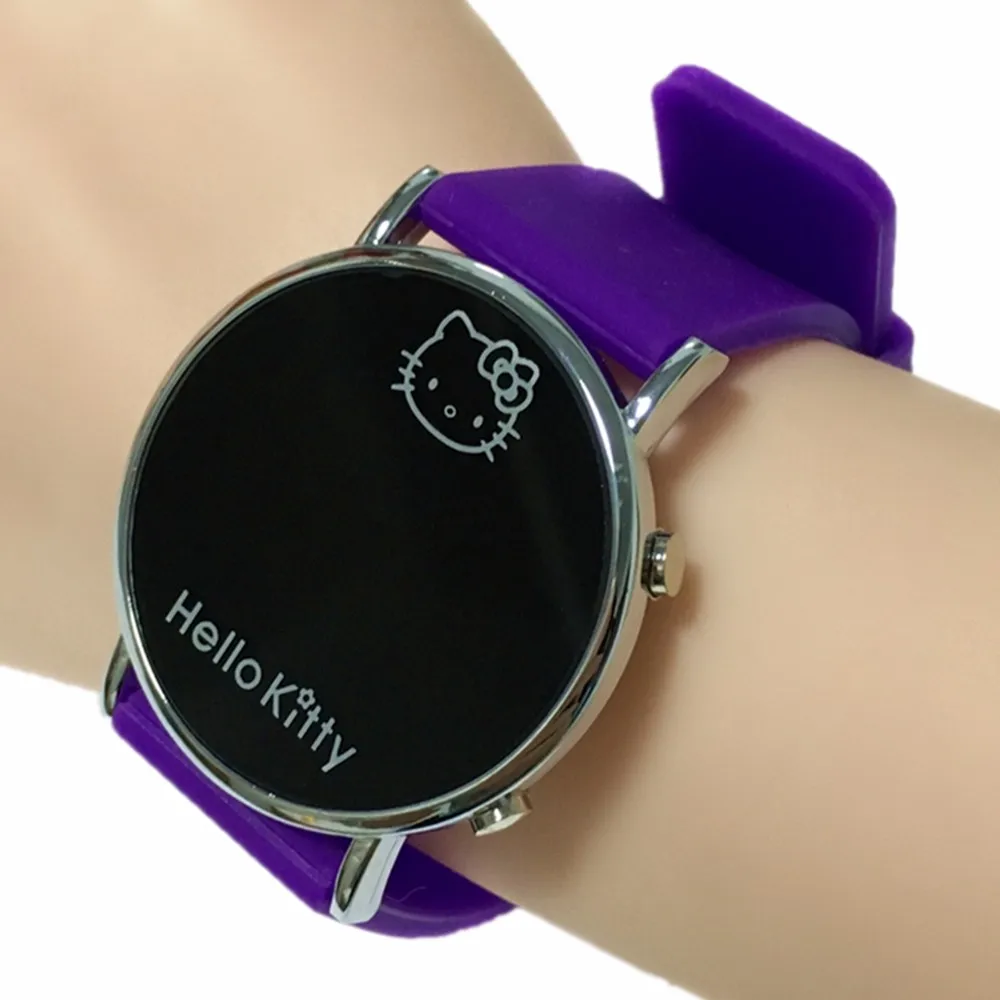 Детские часы с кошкой из мультфильма Hello Kitty со светодиодным дисплеем Милые