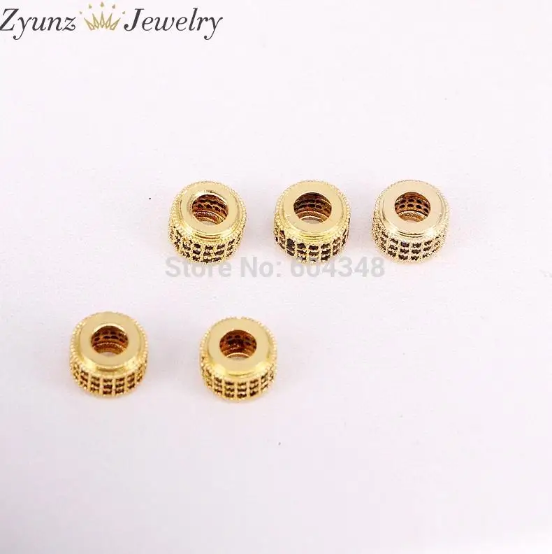 gold color 20 шт ZYZ313-3525 Черный CZ Металл Микро проложить кубический цирконий Труба Форма Бусина прокладка Бисер для изготовления ювелирных изделий Аксессуары - Цвет: gold color