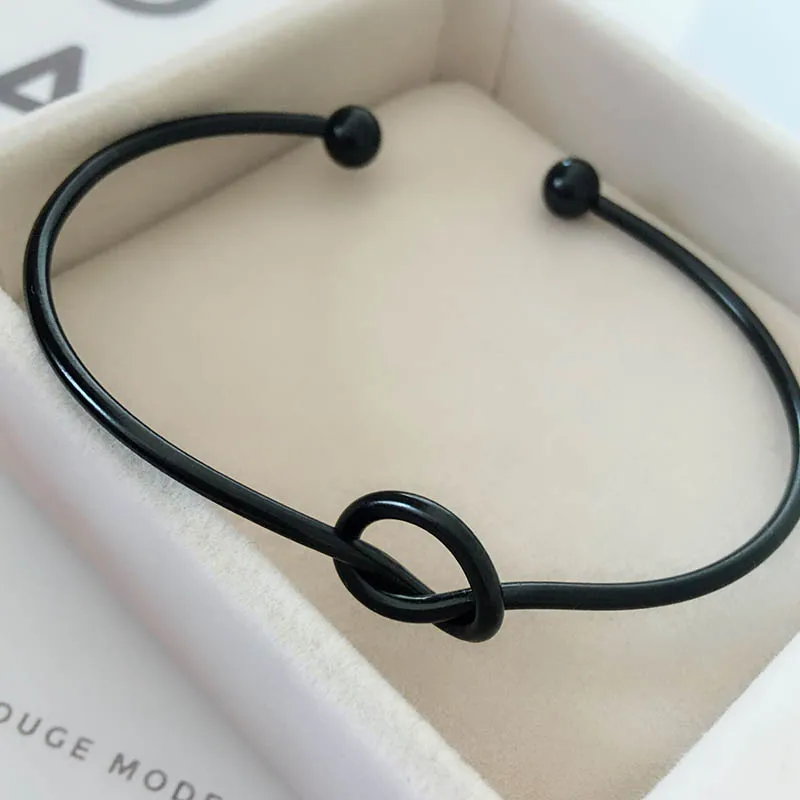 Простой золотистый сплав Любовь завязанный браслет для женщин Мода Открыть