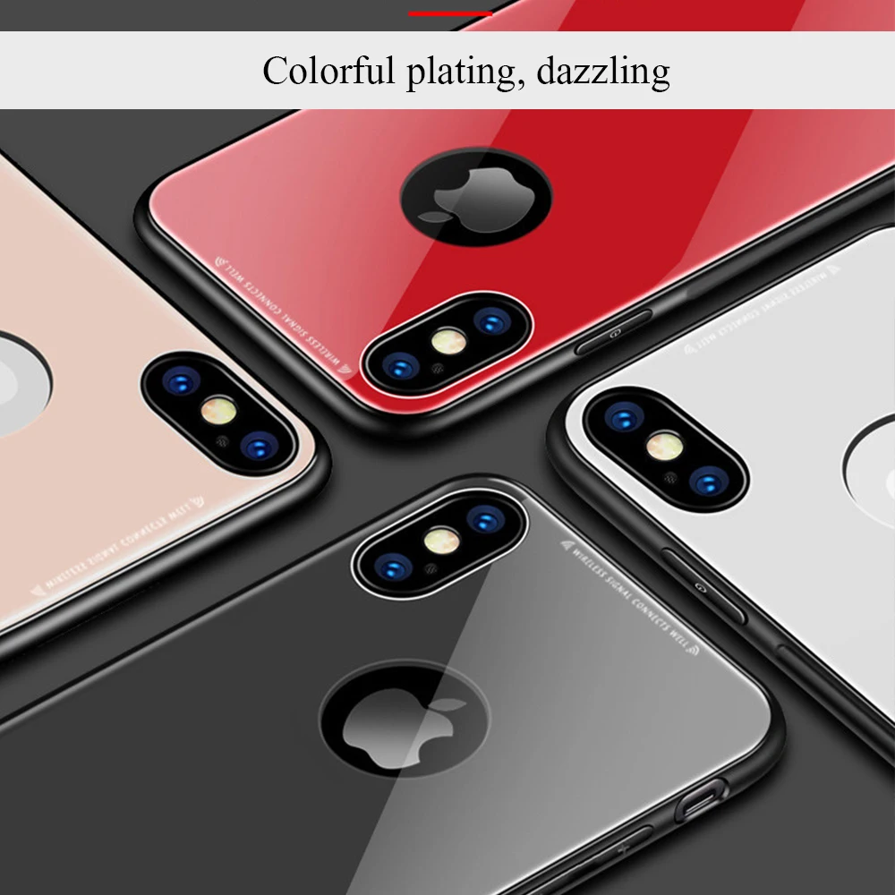Чехол для телефона из закаленного стекла iPhone X XR XS MAX 8 7 6 6S Plus мягкий жесткий