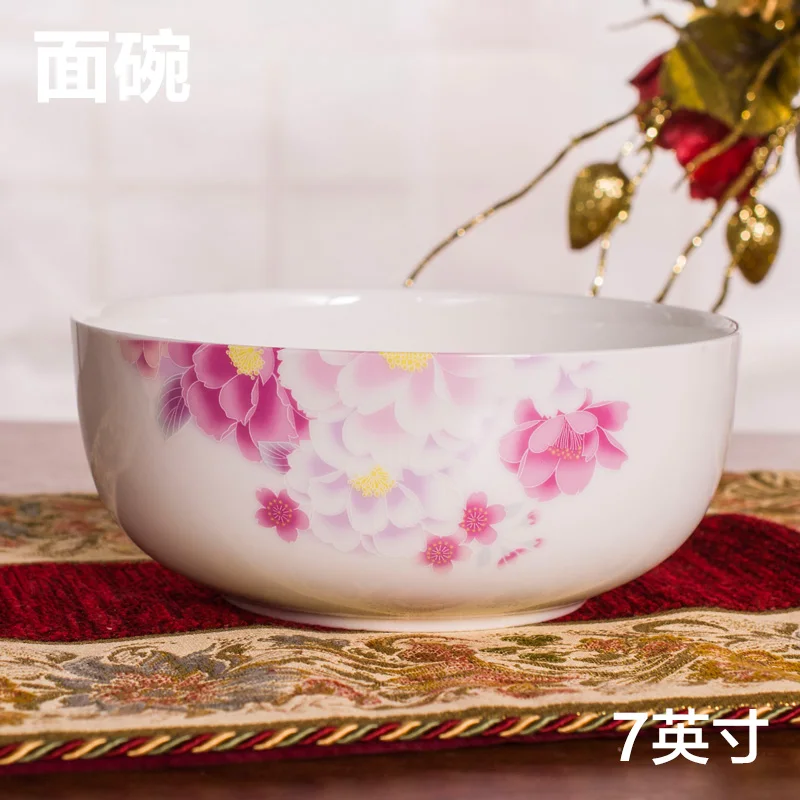 

Chinese ceramic bowl bowl 7 inch large household insulation adult bone soup bowl set Hand-Pulled Noodle microwave oven