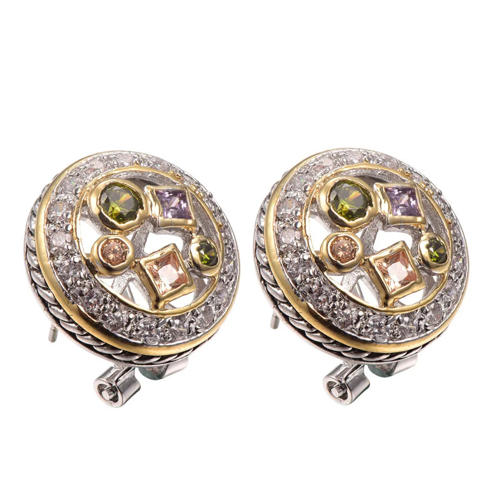 

Purple Crystal Zircon Morganite Peridot Women Earrings 925 Sterling Silver Free Shipping Newest Fashion Jewelry Earrings TE648