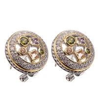 purple crystal zircon morganite peridot women earrings 925 sterling silver free shipping newest fashion jewelry earrings te648