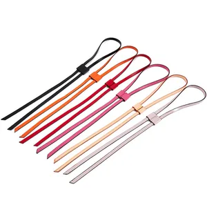 Сумка-ведро из натуральной кожи, ремень на шнурке 0,7 см, тонкая женская сумка, аксессуары, Одноцветный Регулируемый черный кожаный ремешок с ручками